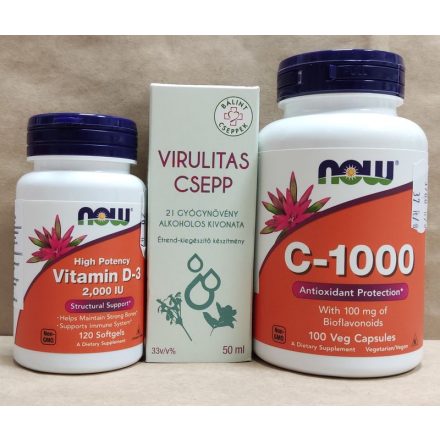  D3 2000 vitamin 120 lágyzselatin + C1000 100kapszula + Virulitás csepp 50ml