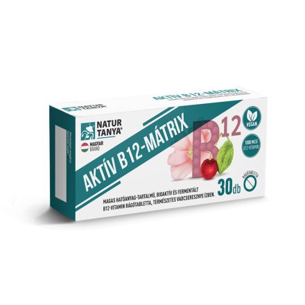  Natur Tanya® AKTÍV B12-MÁTRIX – kétféle aktív B12-vitamin, természetes vadcseresznye ízű rágótablettában