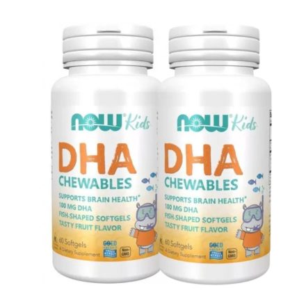 NOW DHA 100 mg Kid's Omega 3 gyerek rágótabletta halolaj DUO Pack 2x60 db