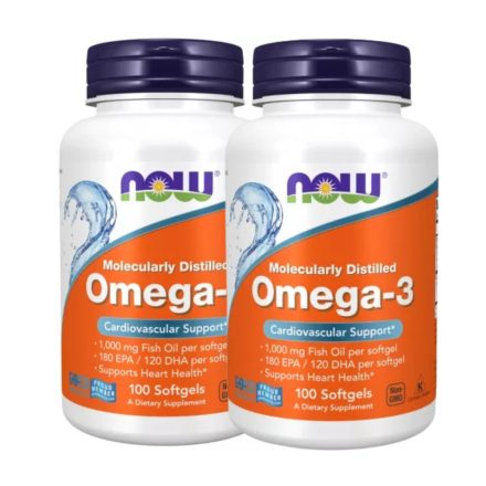 Now Foods Omega-3 Halolaj Molecularly Distilled DUO Pack 2x100 lágykapszula 