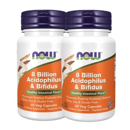 NOW Acidophilus Bifidus 8 Billion probiotikum DUO Pack 2x60 db kapszula