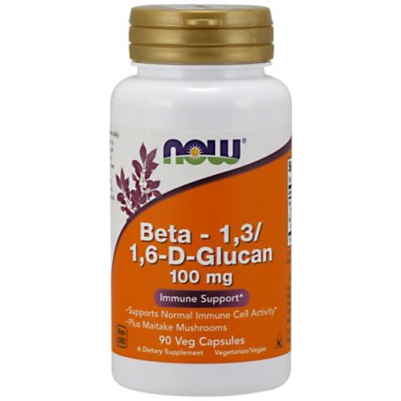 Now Foods Beta -1,3/1,6-D Glucan 100 mg + Maitake gyógygomba 90 kapszula Béta glukán 