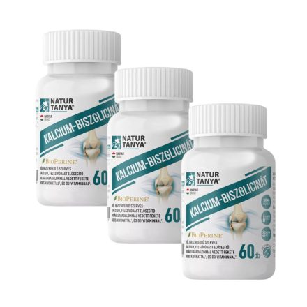 Natur Tanya®  Kalcium-biszglicinát - világszabadalommal védett BioPerine és D3-vitamin TRIO csomag 3x 60 tabletta